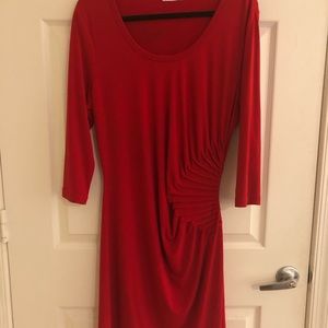 Calvin Klein Red Jersey Ruched Dress- 16